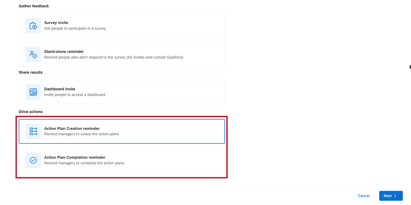 action plan email types highlighted
