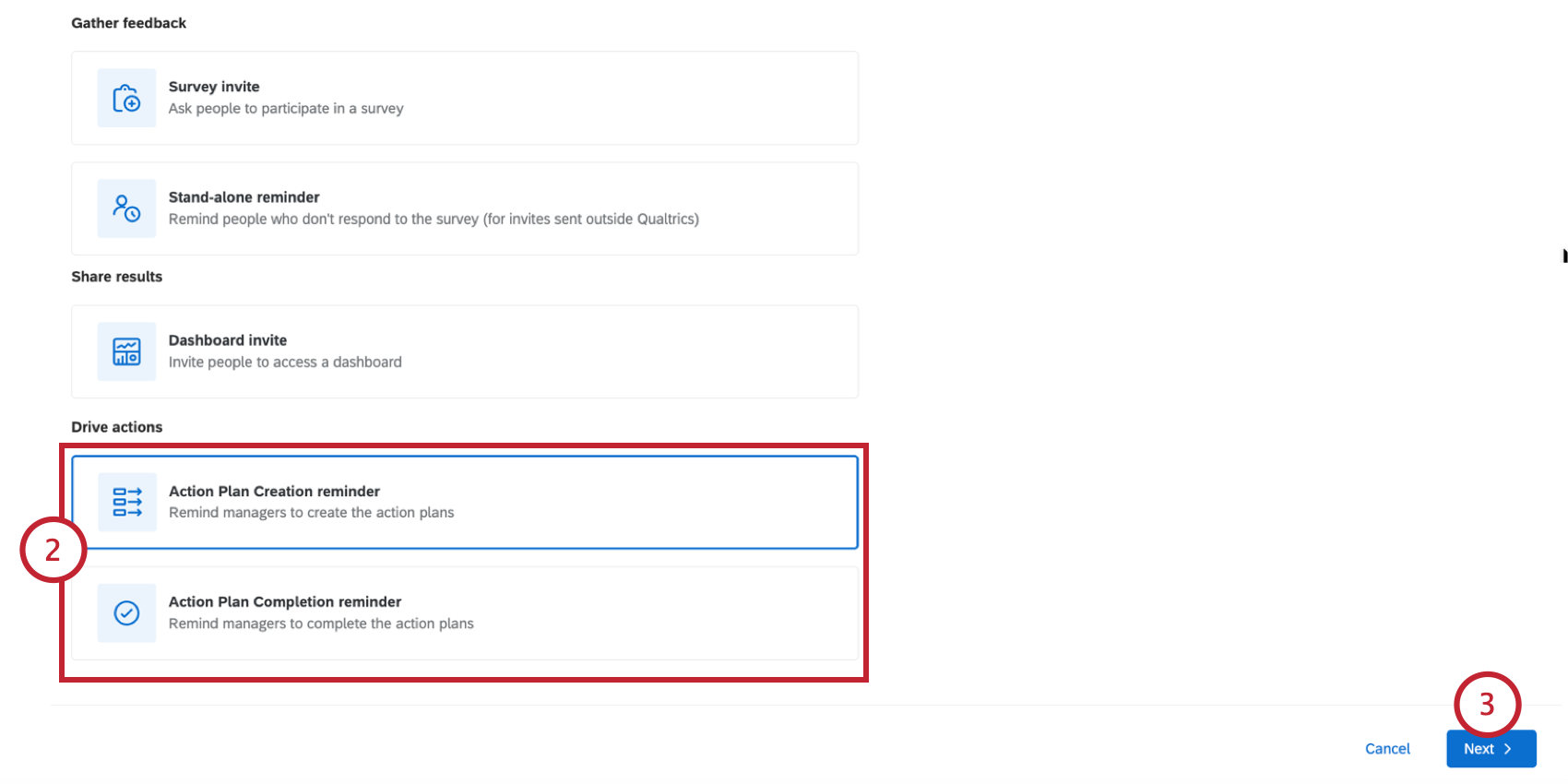 action plan reminder types highlighted 