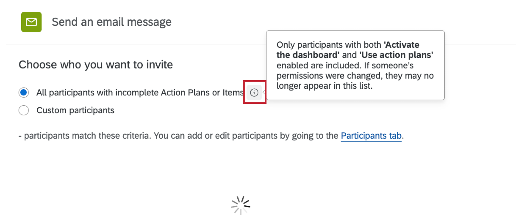 information icon next to the invite options highlighted