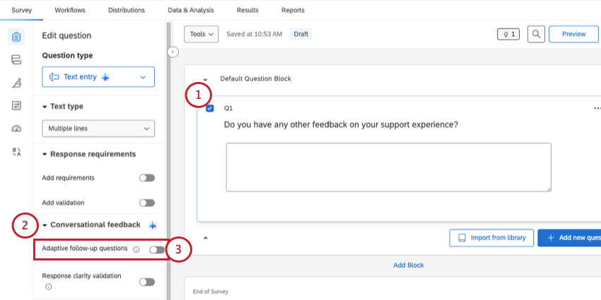 turning on adaptive follow up