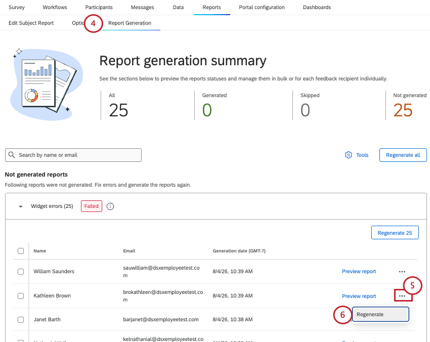 report generation page