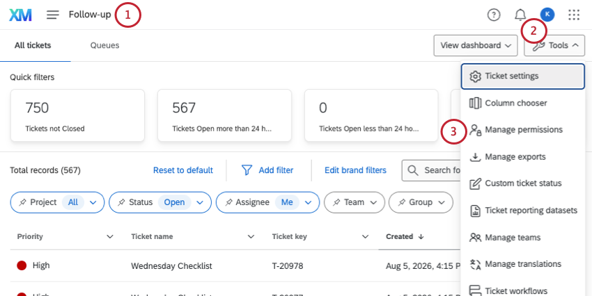 tools button manage permissions