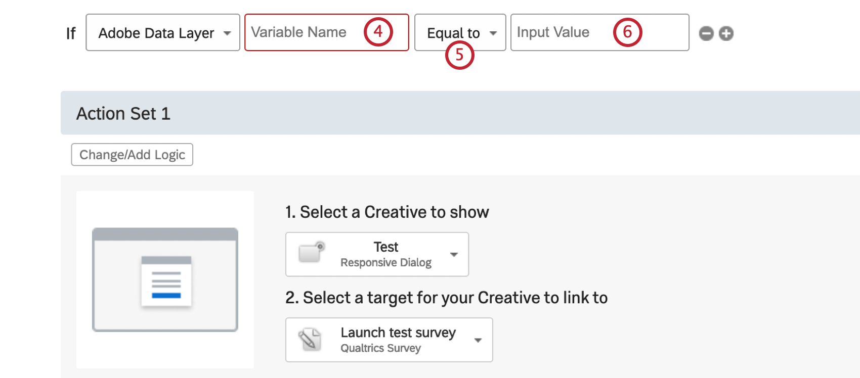 fields to enter the variable name