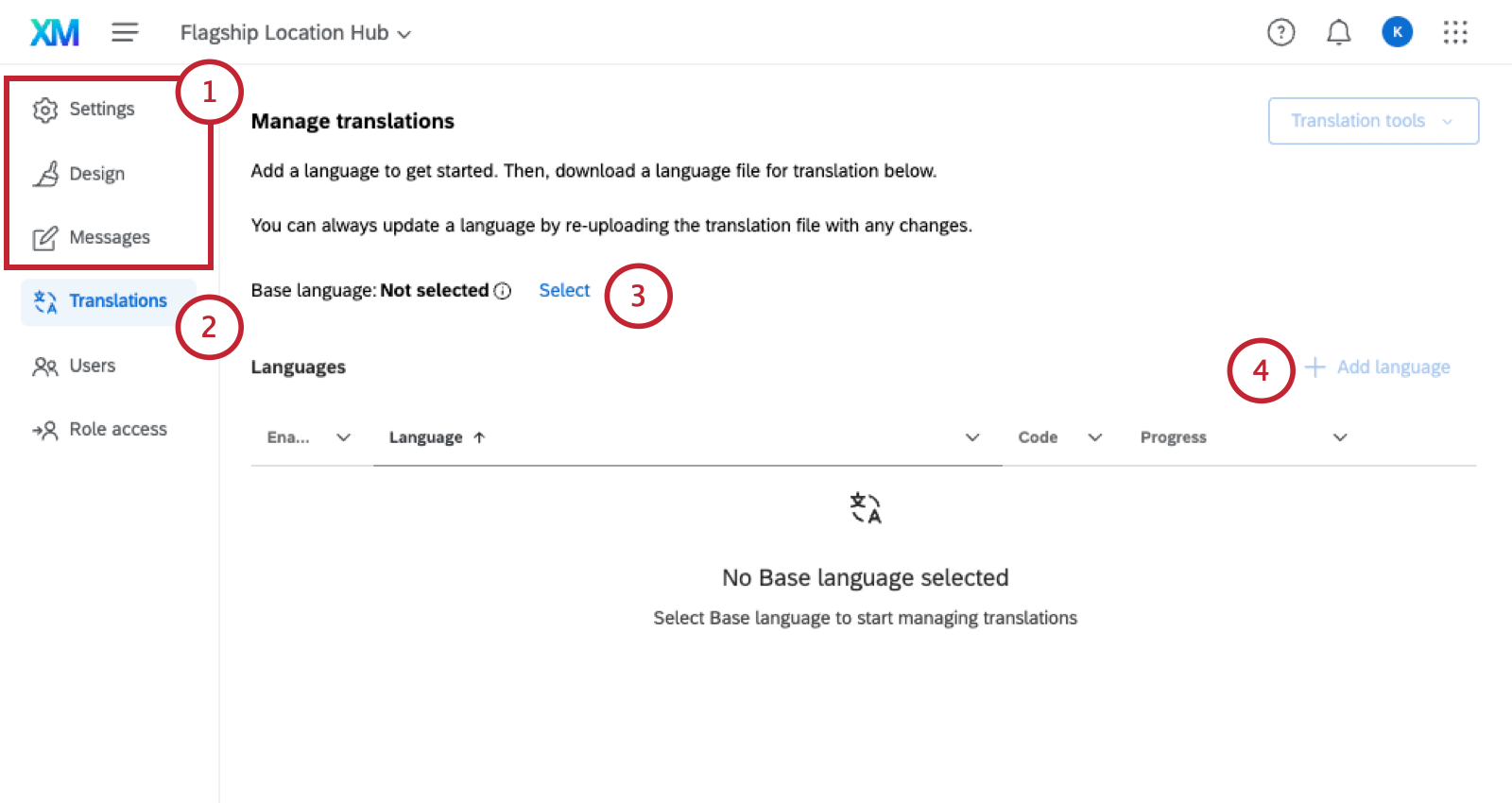 numbered steps on sections of the app configuration page