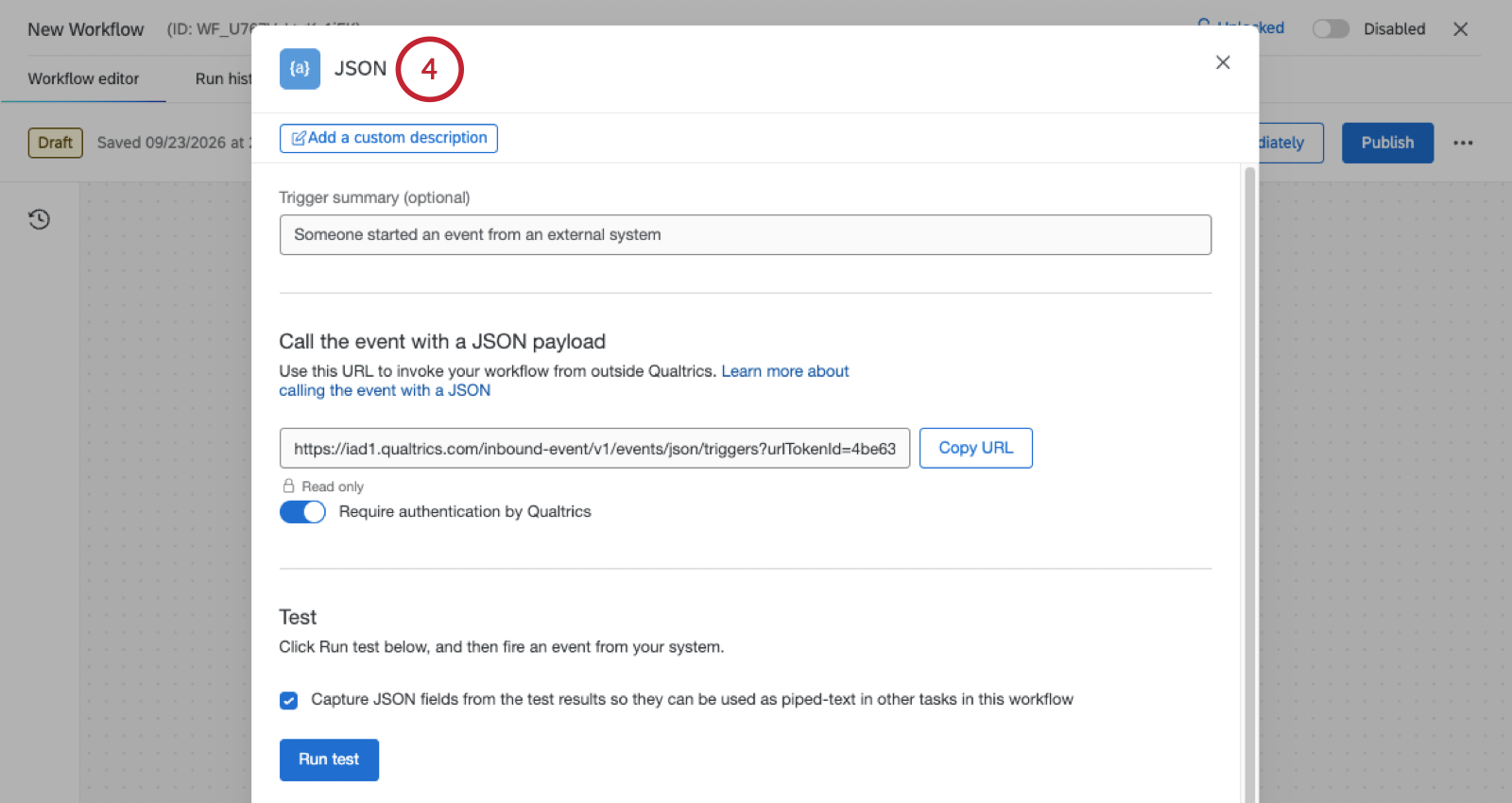 setting up a JSON task