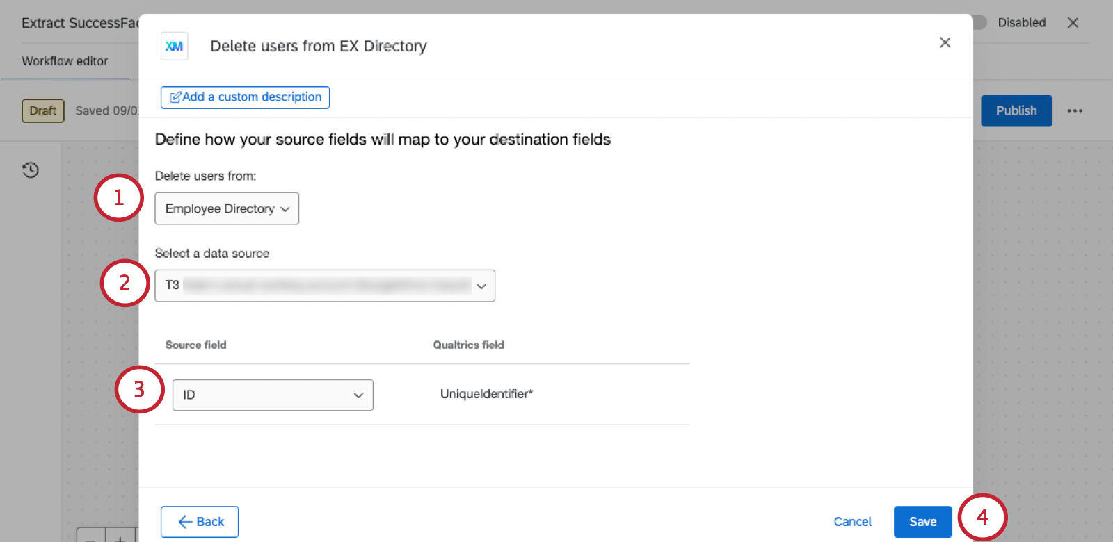 modal where you configure EX user deletion