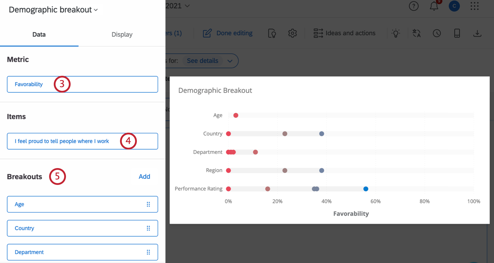 configuration options for a demographic breakout widget