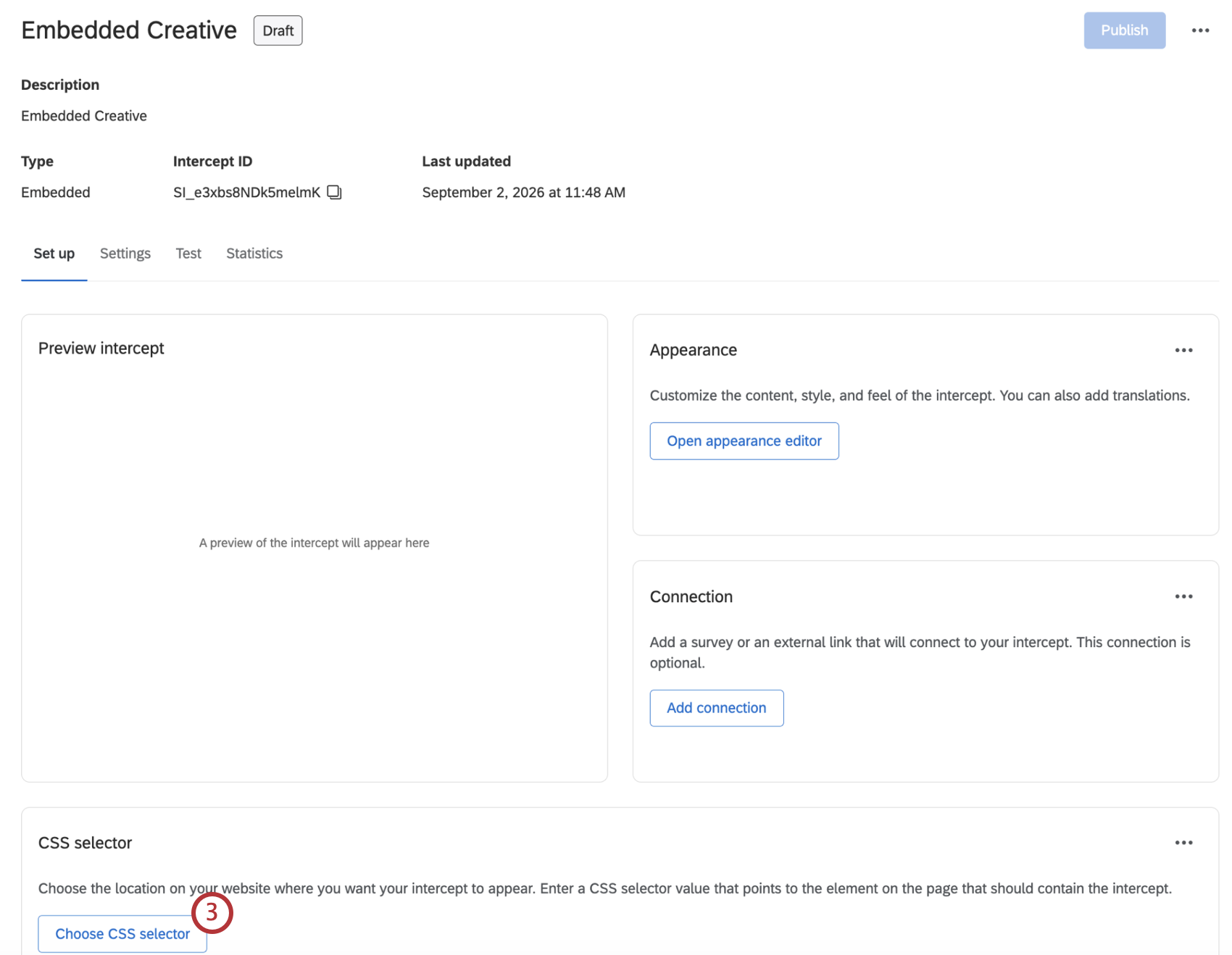 "Choose CSS Selector" button at the bottom of appearance studio