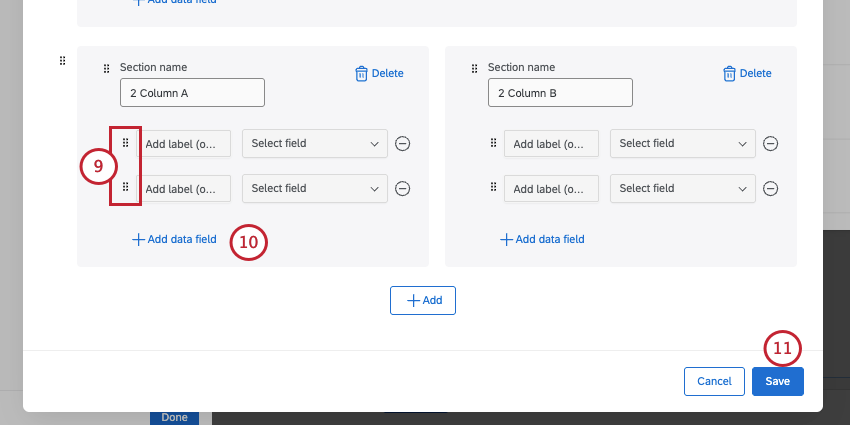 editing side by side columns of fields