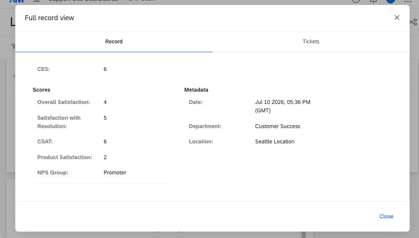 an example of full record view with 2 columns of fields listed