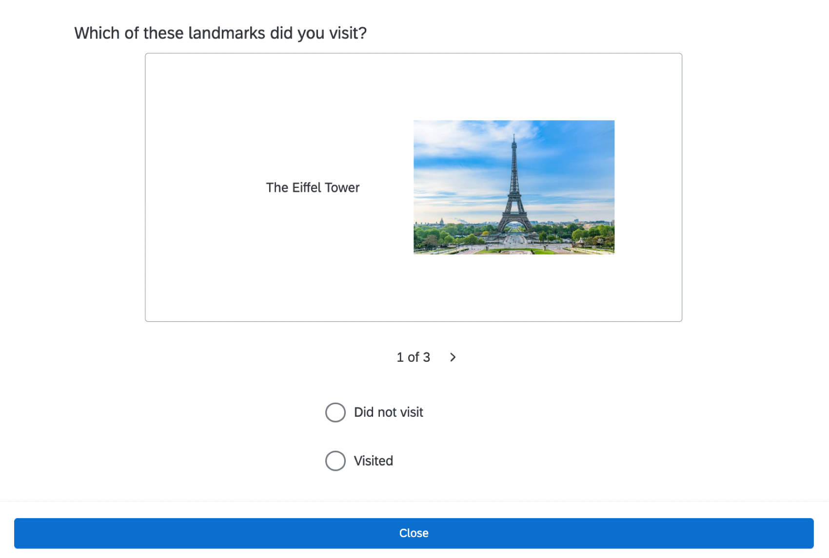 how a matrix question appears in carousel view