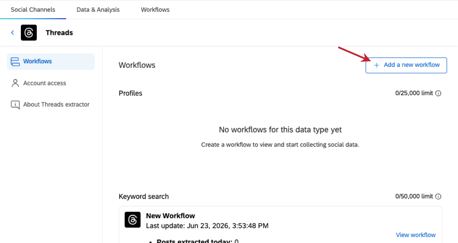 what a social media connector details page looks like