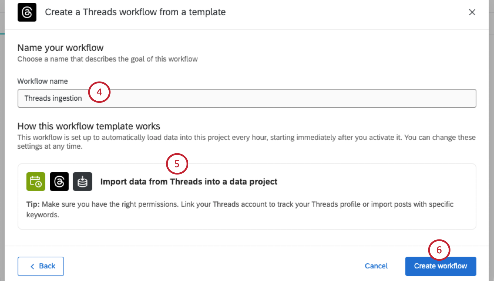 image of a modal where you name your workflow and start the template