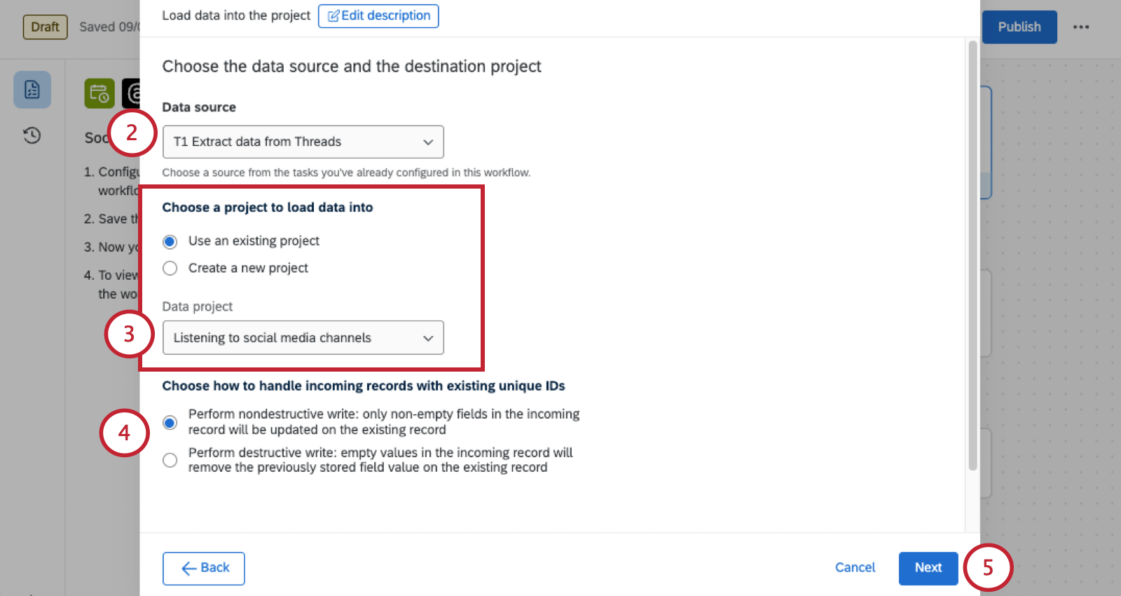 image of modal where loader task is set up