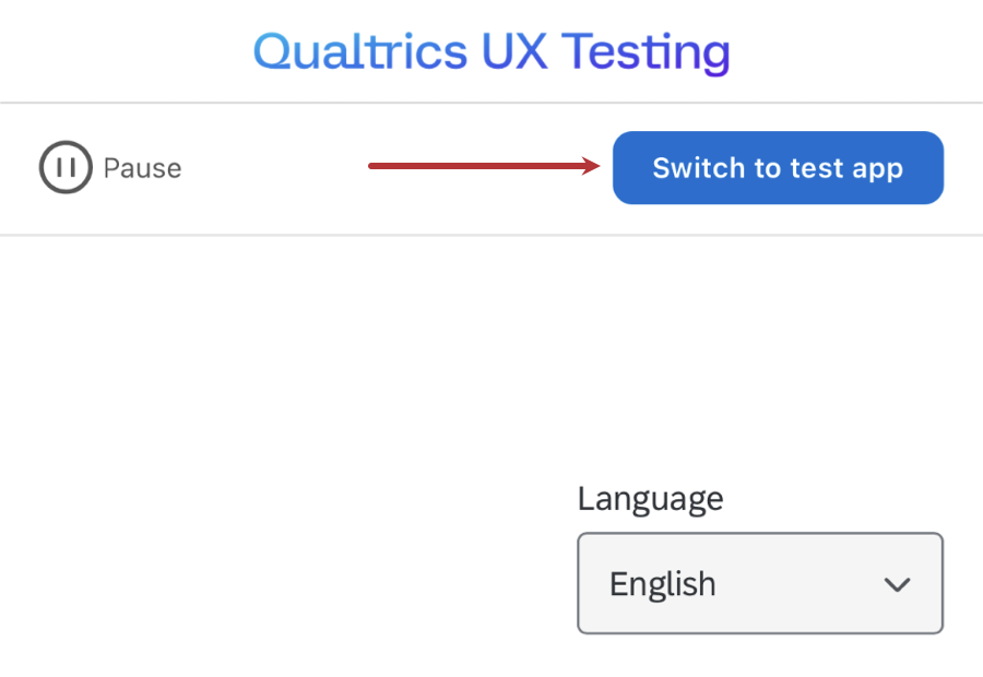 "switch to test app" button within the testing app