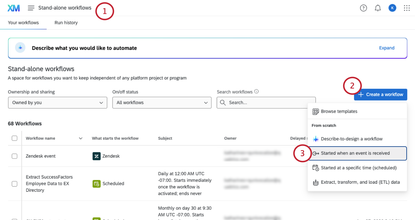 creating a workflow from the standalone workflows page