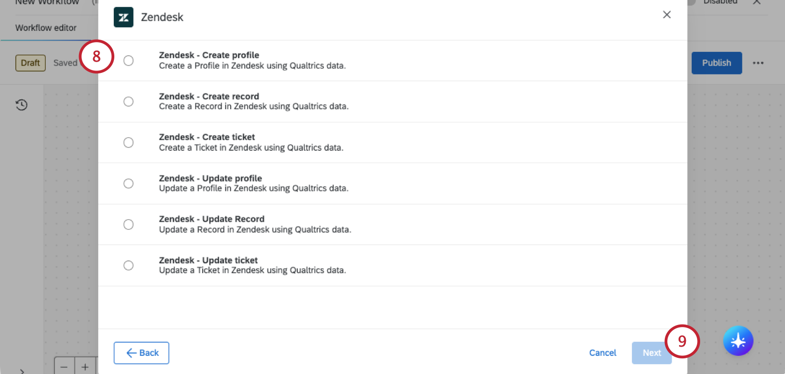 list of zendesk task options