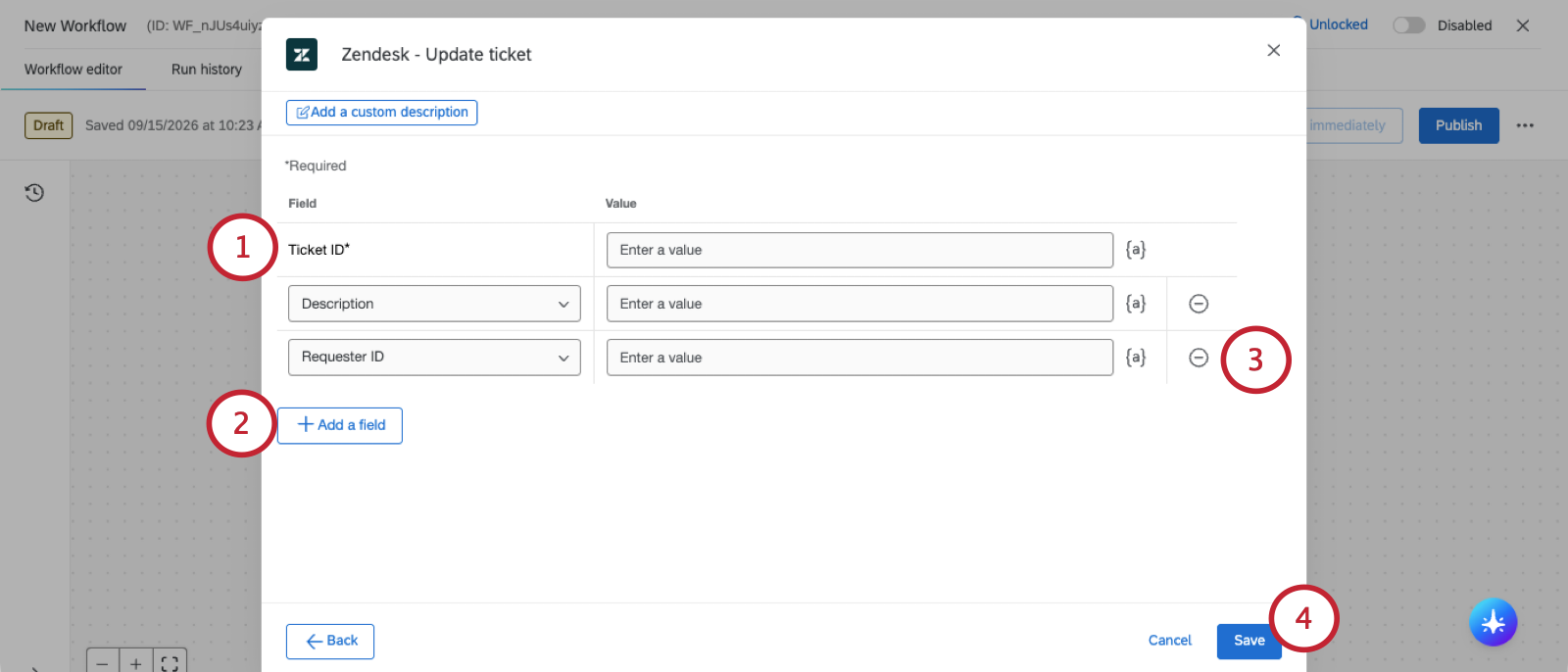 updating a ticket in zendesk