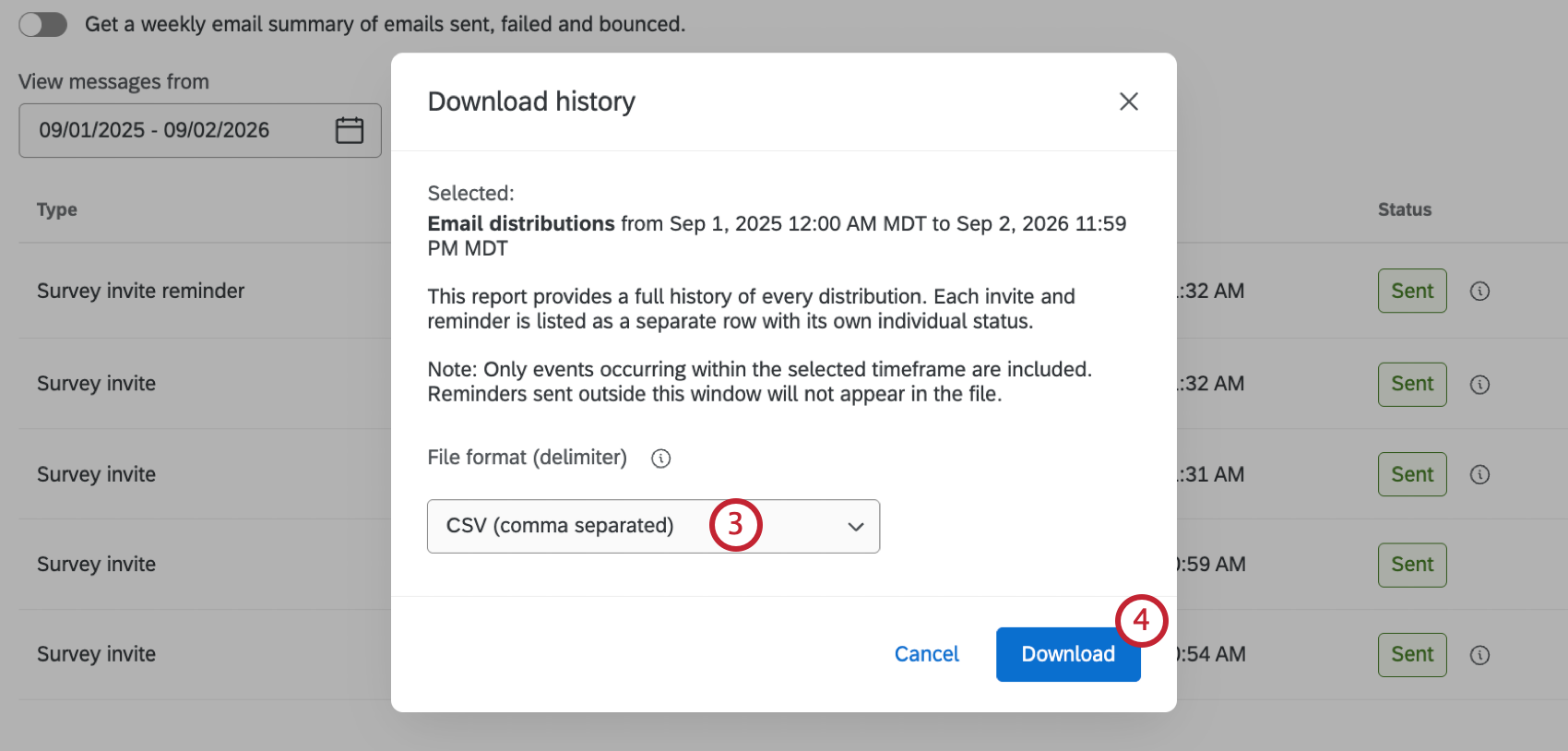dropdown option within the window that appears when you attempt to download a distribution