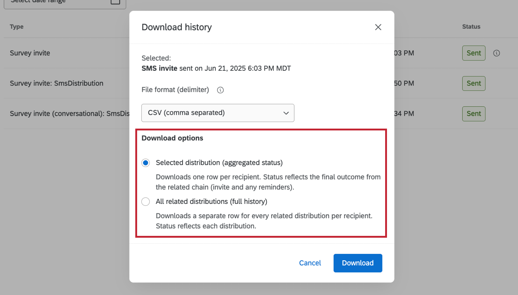 options de téléchargement pour une distribution mise en avant
