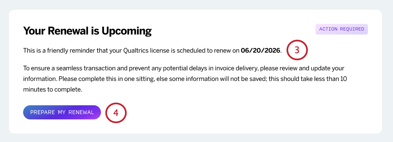 your renewal is coming section of page