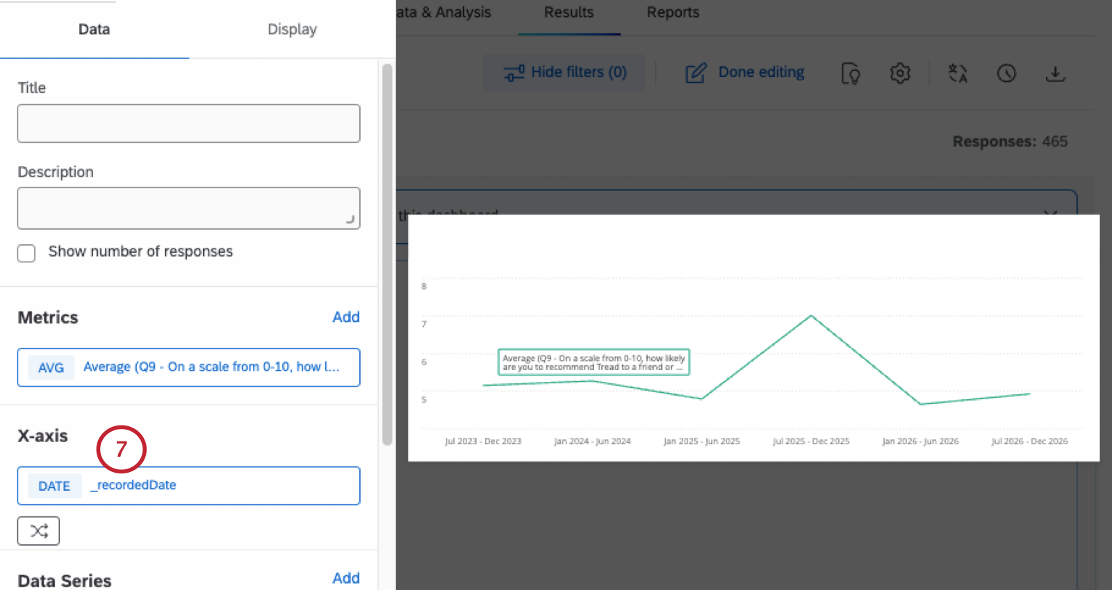 complete line chart with an x axis set to dates