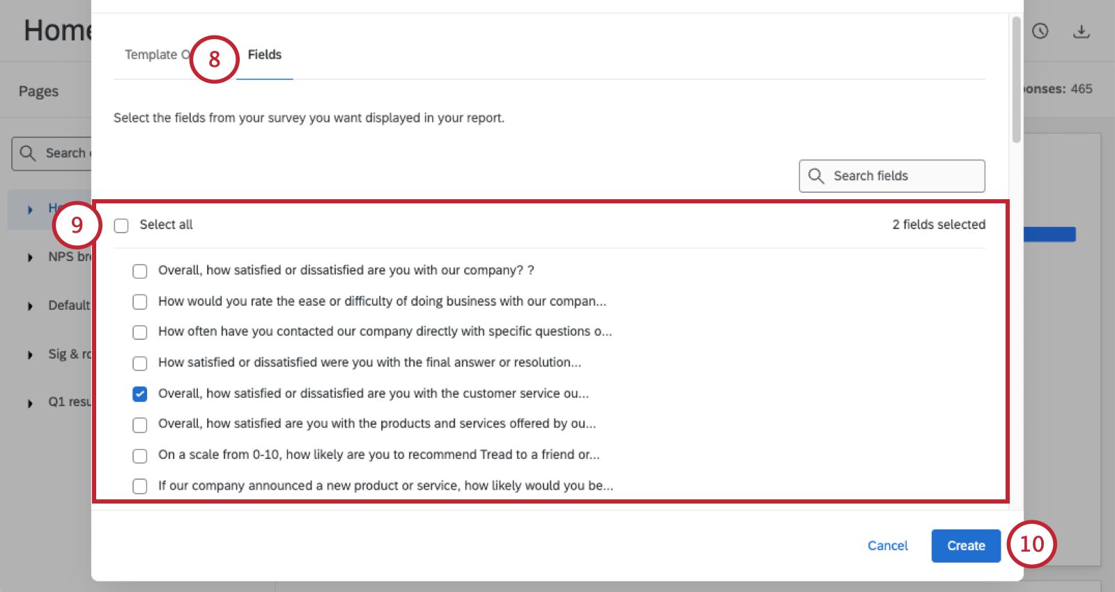 only 1 question is selected in the modal