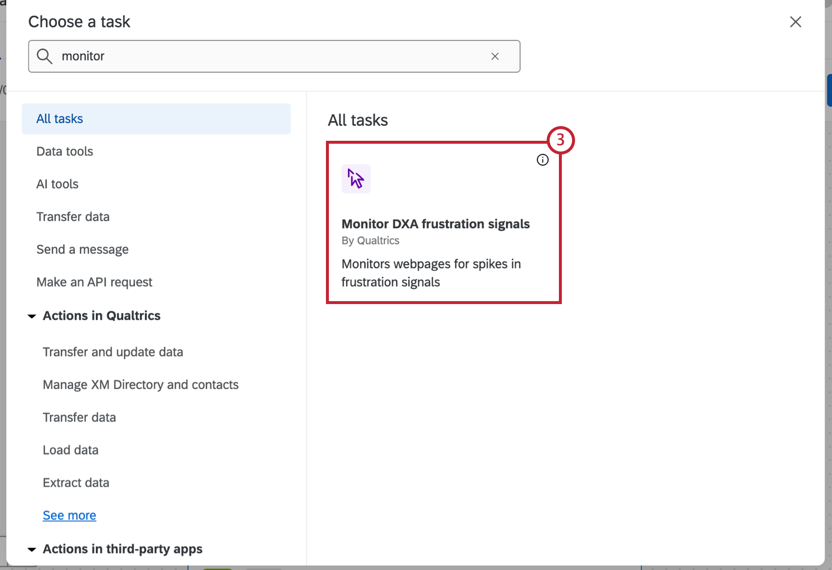 monitor dxa frustration signals task within the task selection workflow