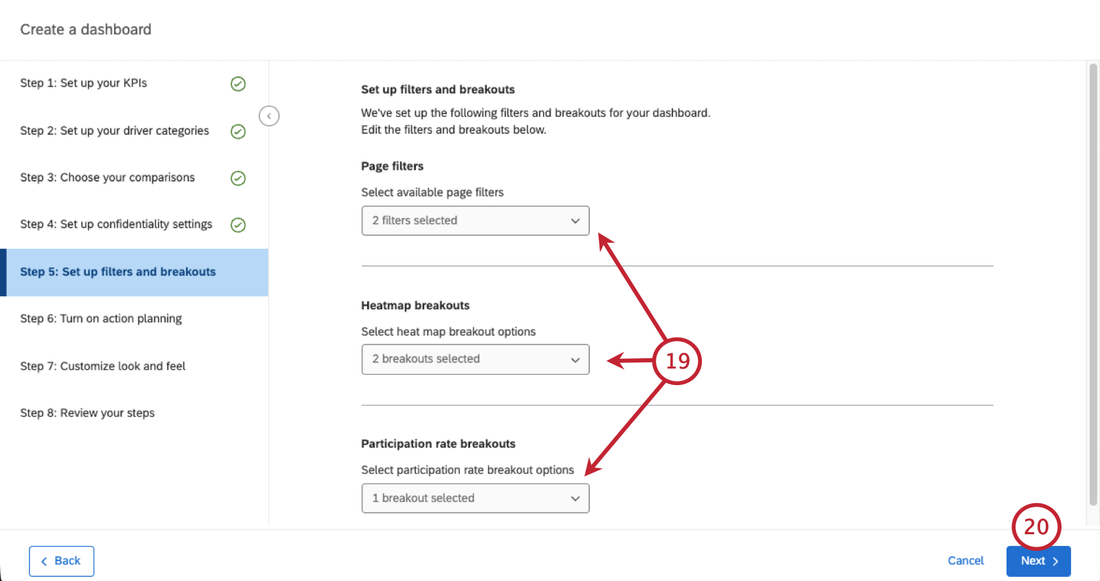 setting up filters in the user interface