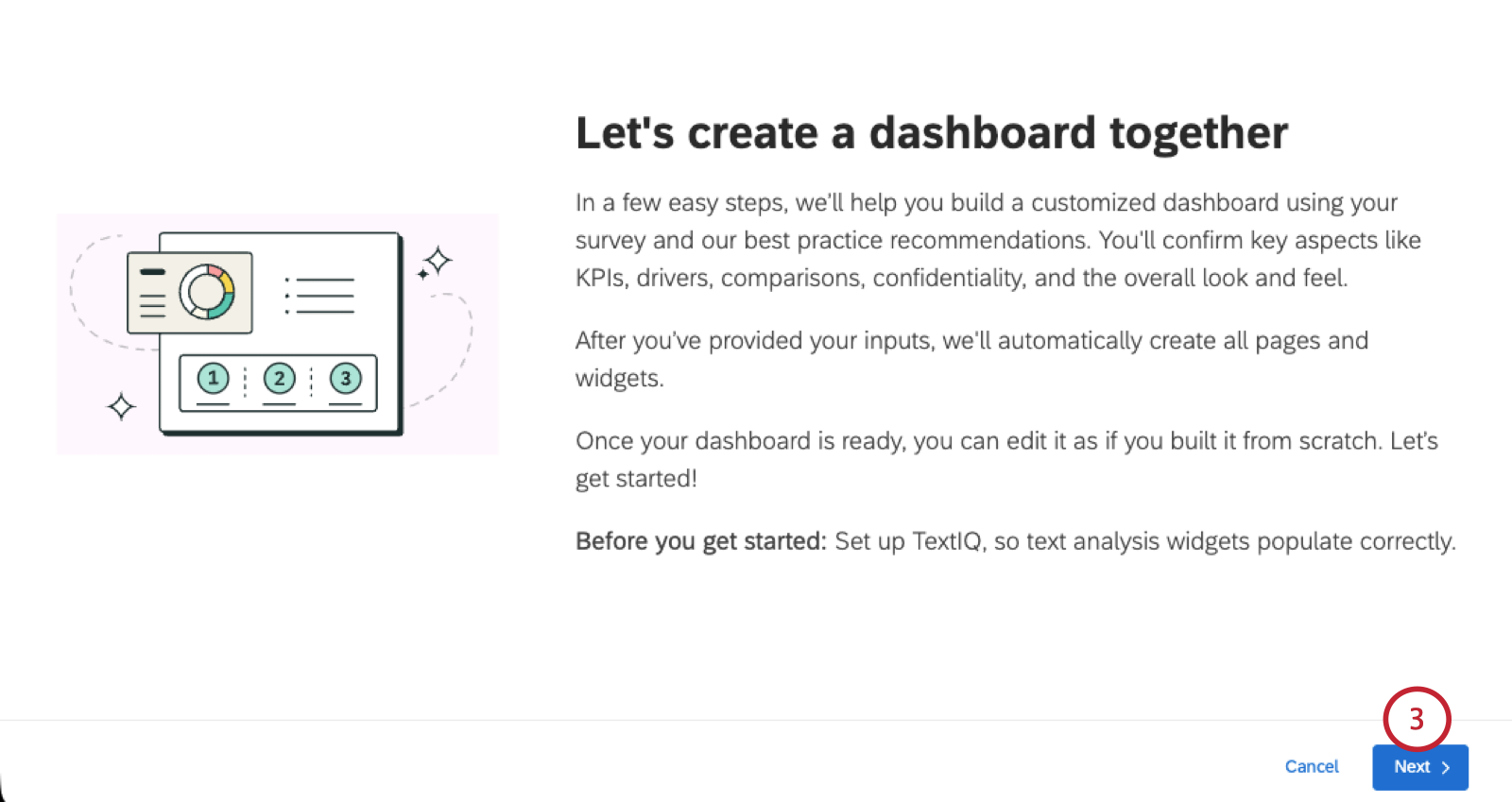 splash page that says let's create a dashboard