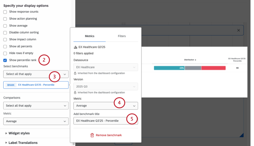 what show percentile rank looks like in an editor