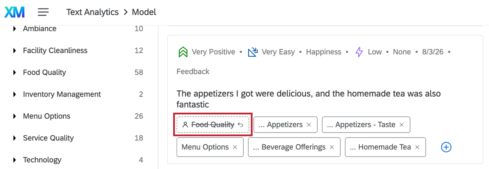 a removed tag is highlighted; the tag has been crossed out