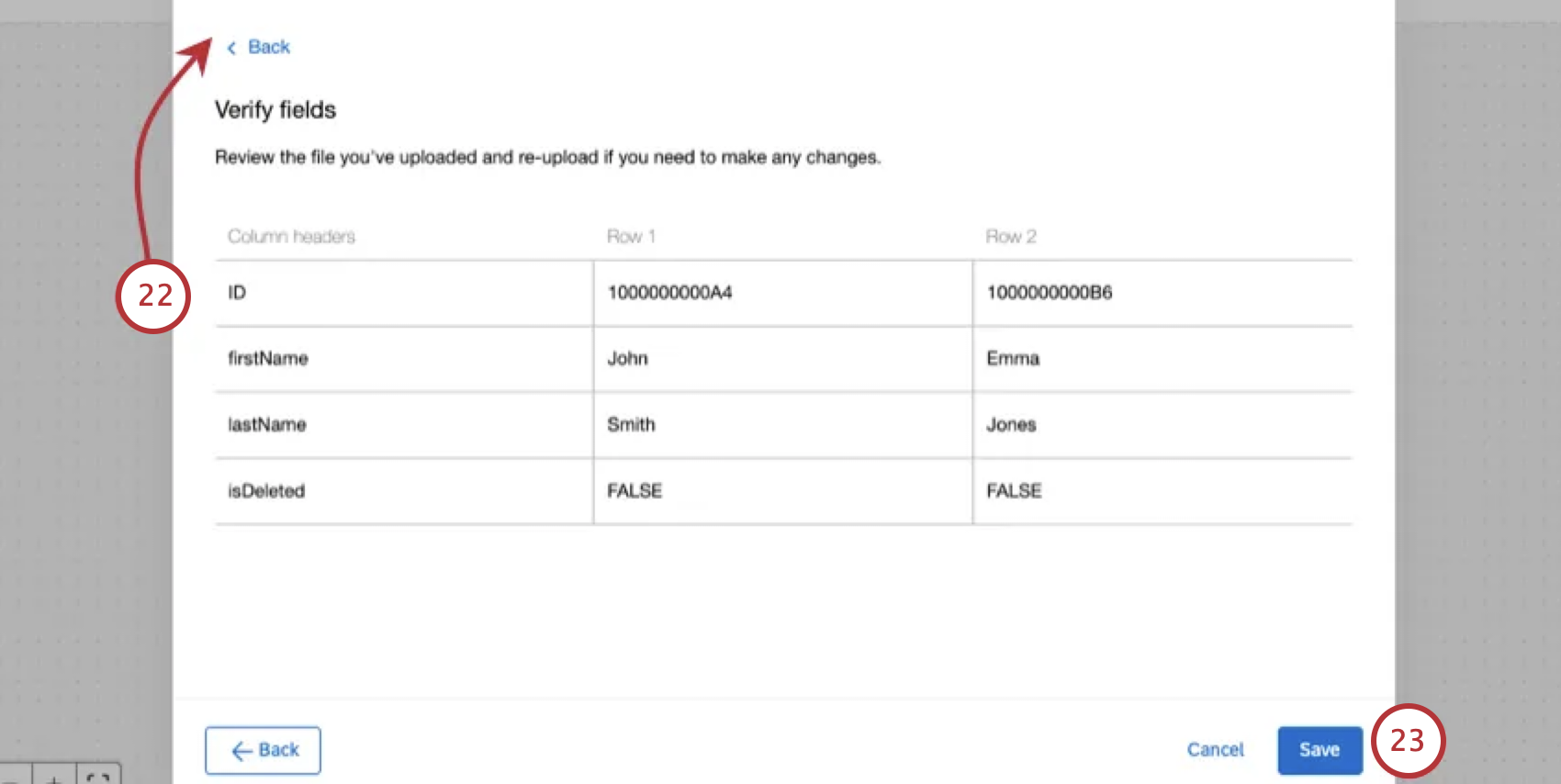fields within the sample file