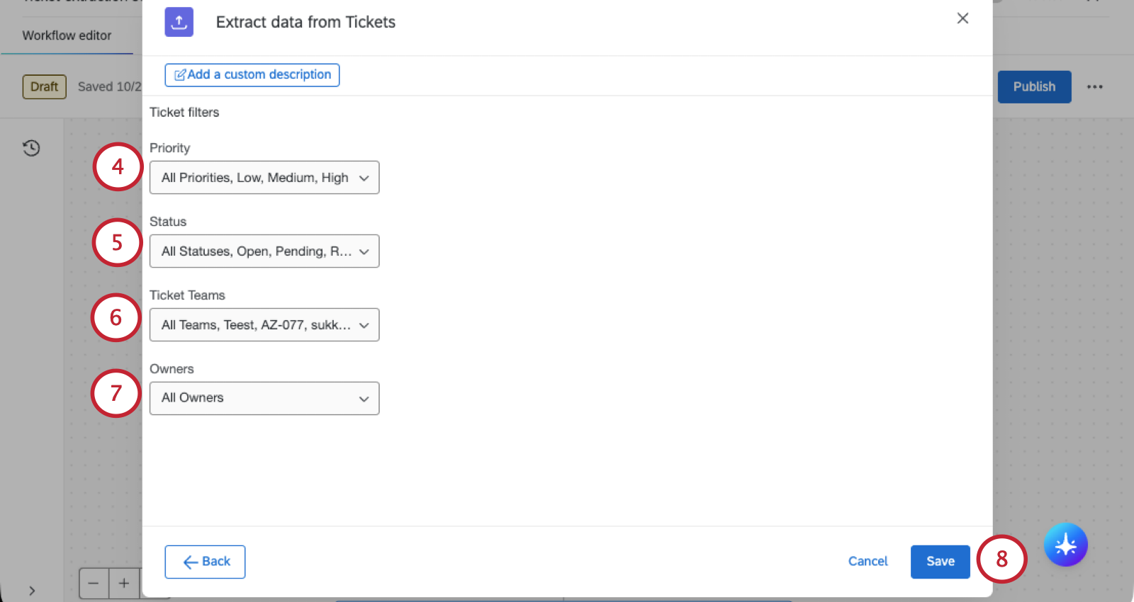 choosing which tickets to export