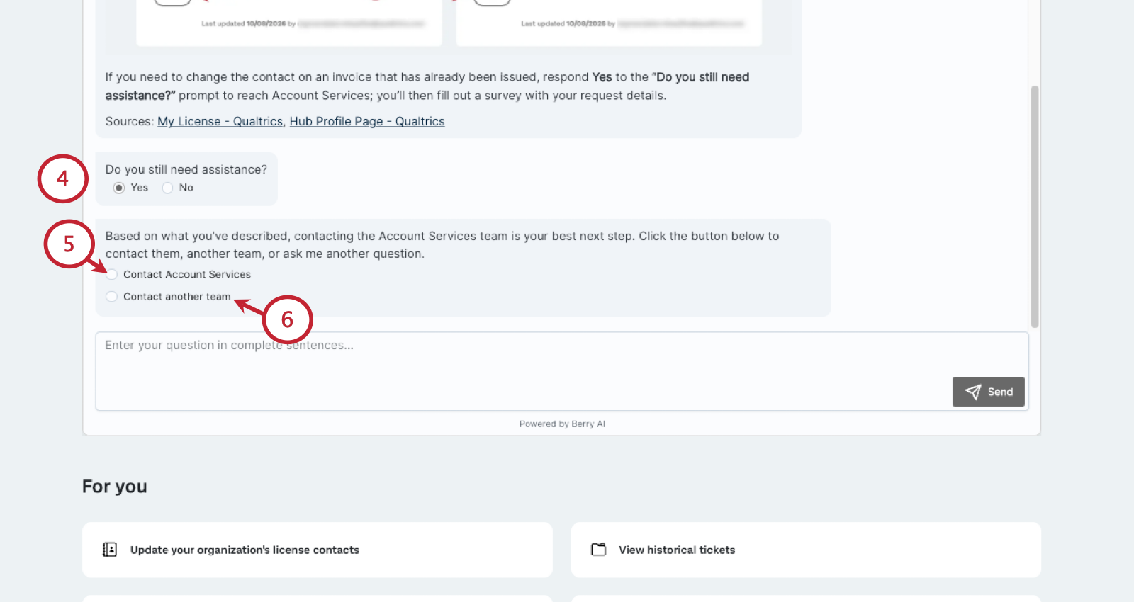 multiple choice options in the AI assistant dialogue 
