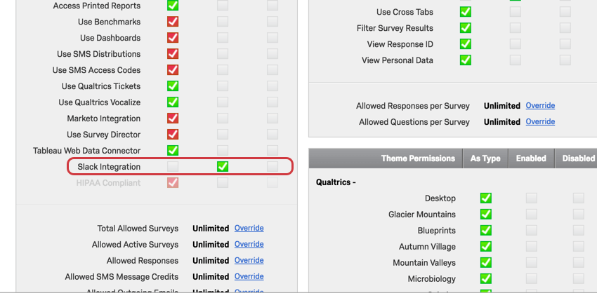 Permission dintégration à Slack