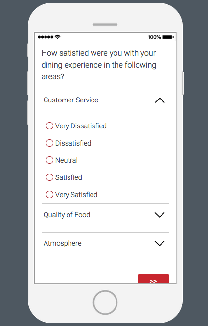 Exibição móvel em que cada linha é um item e ela desce para revelar os pontos de escala que podem ser atribuídos