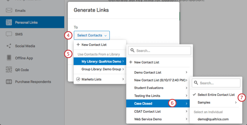 Series of dropdown lists to select Contact List