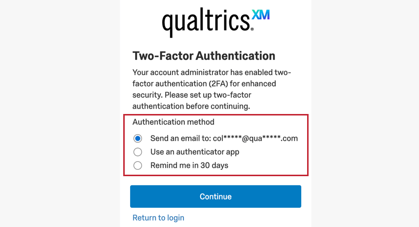 Auswahl einer 2-Faktor-Authentifizierungsmethode