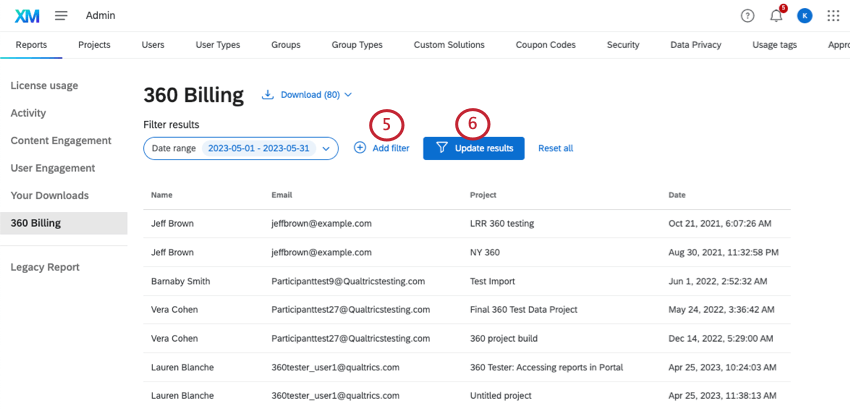 Button to update filter results