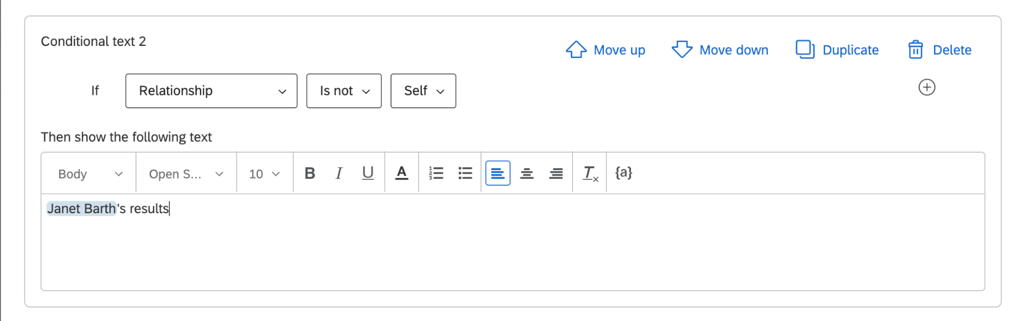 La Condition dit que le lien nest pas le soi et a ensuite un message qui na de sens que si vous ne regardez pas votre propre notation, puisquil mentionne votre nom