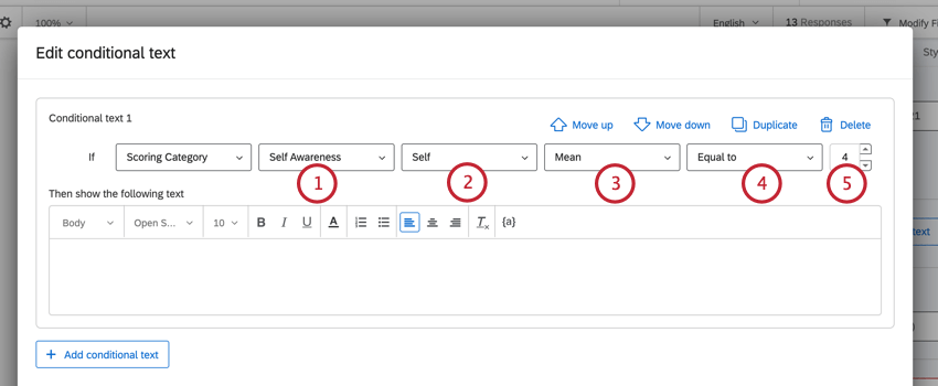 creating conditional text filter