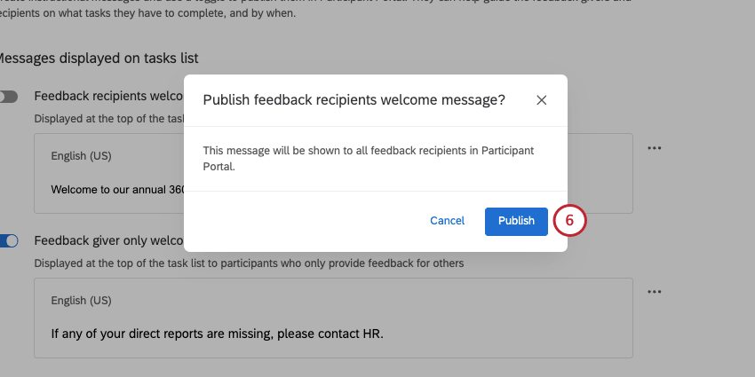 new modal showing publish button