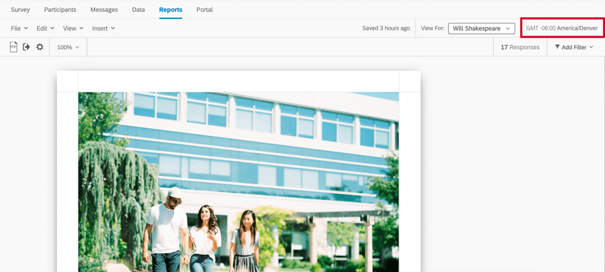 il fuso orario in alto a destra della barra degli strumenti