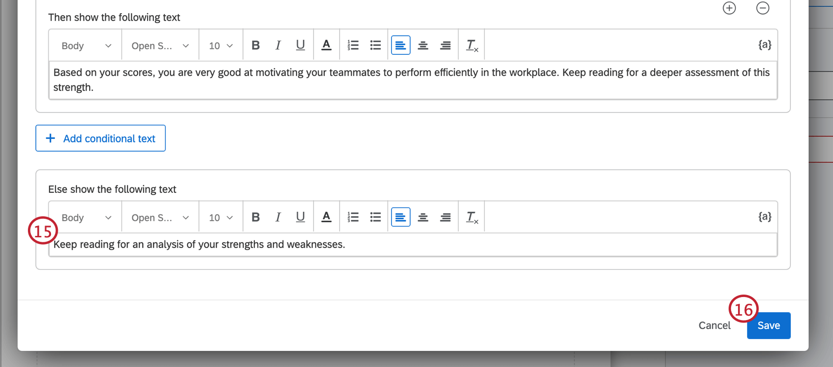 Add else text and click save.
