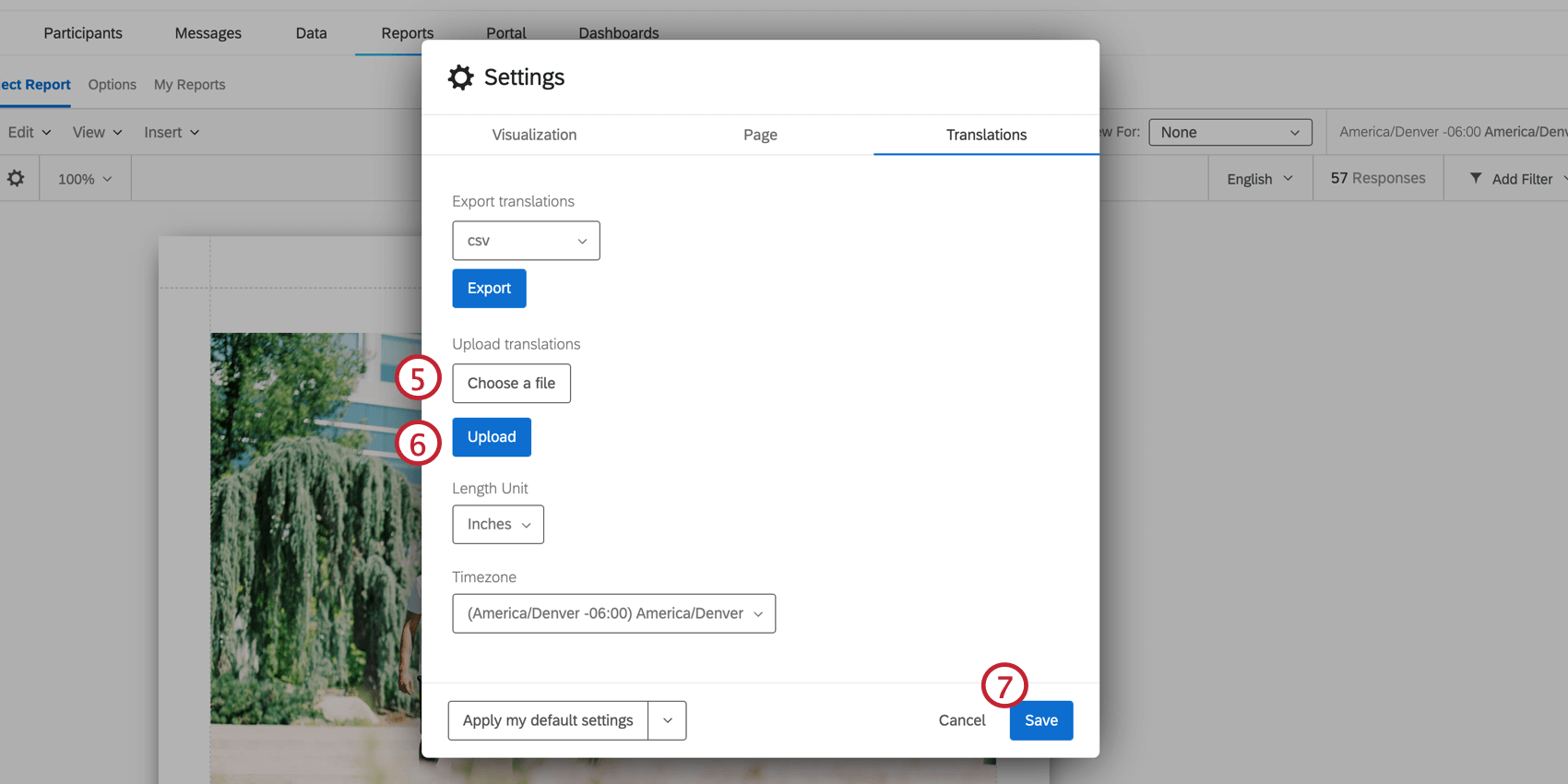 Panel de carga de traducciones.