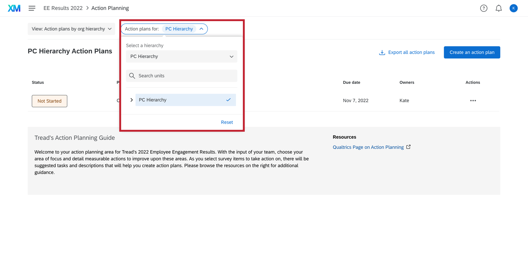 Shows how to filter by org hierarchy