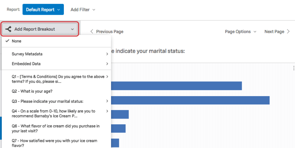 on the lefthand menu, the Add Report Breakout dropdown