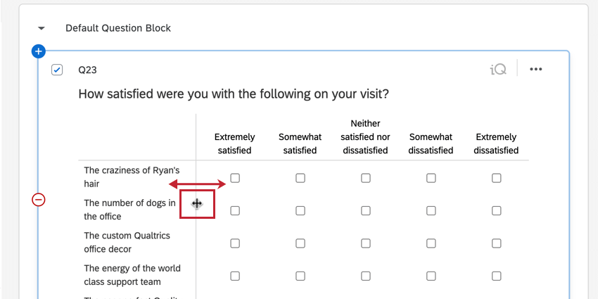 Ziehen der Spalte für eine Matrix, um die Größe anzupassen