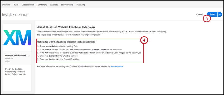 Image showing the Install extension screen